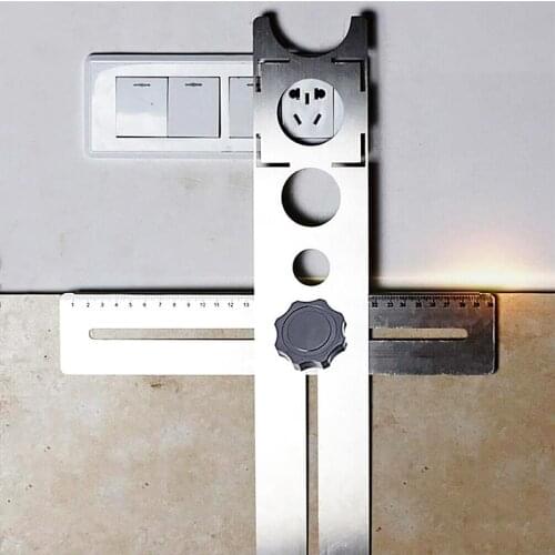 16" Adjustable Ceramic Tile Hole Opening Locator Stainless Steel Ruler Mud Paste Floor Tile Glass Multi Hole Punch Hand Tools