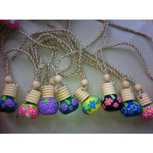 200pcs 5ml Glass Perfume Essential oil Empty Bottles Multicolor Gloss Clay Glass Jar Car perfume Bottles pendant