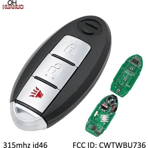 3 Buttons 315MHz with ID46 Chip 2+1 Buttons Smart Remote Key Fob For Nissan NEW TIIDA MARCH VERSA MICRA for 2010+ FCC: CWTWBU736
