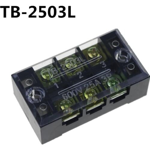 5PCS TB-2503 600V 25A Dual Row 3 Position Barrier Screw Terminal Block