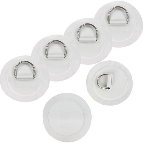 6Pcs 5cm Stainless Steel D-Ring and PVC Patch Pad Base Stuck on Sup Board Inflatable Boat Kayak Dinghy Raft To Connect Seat Rope