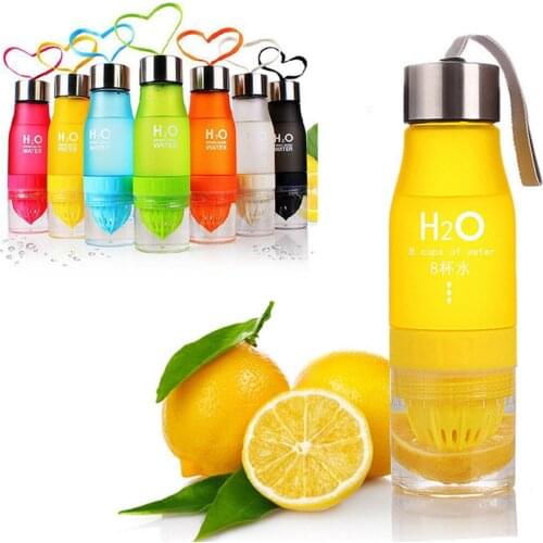 Fruit Water Bottle With Infuser 650ml H2O Plastic BPA Free Lemon Juice Shaker Drink Bottle Of Water Fruit Infuser Fles D40