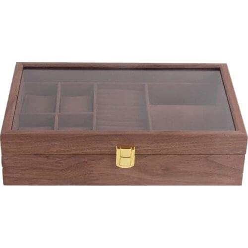 Wooden Watch Box Watch Holder Box for Watches Men Glass Top Jewelry Organizer Box 4+2 Grids Watch Organizer New