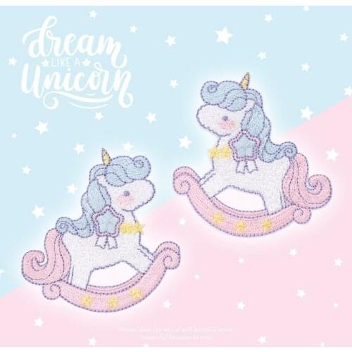 Children Cartoon Unicorn Self-sticking on Patches Phone Case Embroidered Patches for Clothes Applique Kids Dress T-shirts DIY