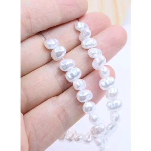 Eruifa 40pcs 7*5mm Popular High Quality White Plastic Irregular Pearl Beads Charms Pendant Jewelry DIY Earring Necklace