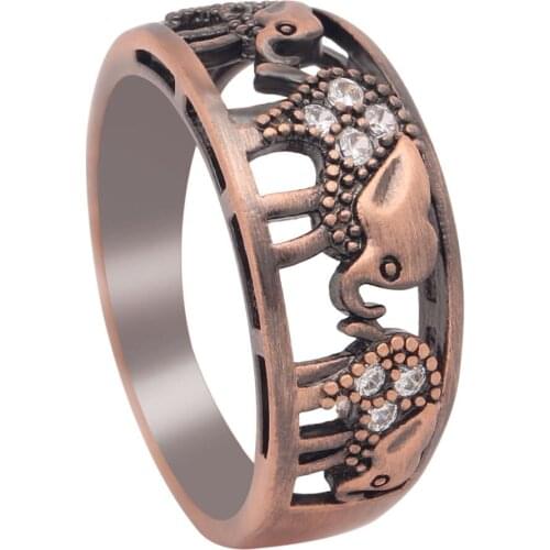 Hainon Vintage Elephant Ring Antique Gold Color Cute Animal Rings For Women Size 5-10 Rings Jewelry Gifts Wholesale