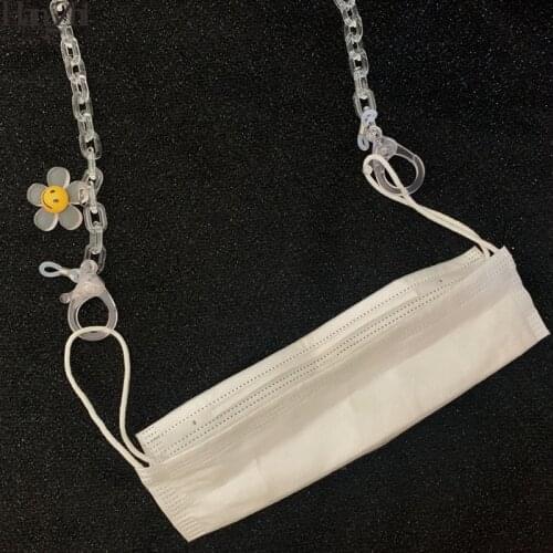 HangZhi 2020 New Cute Colorful Flower Bear Transparent Acrylic Link Chain Child Women Mask Lanyard Chain Sunglasses Holder Cord
