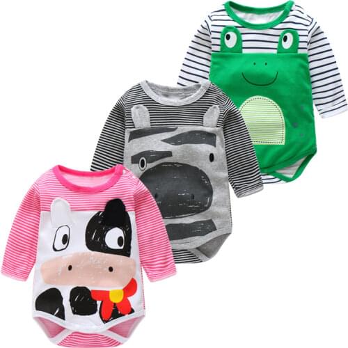 Infants Baby Boys Girls Rompers Cartoon Animal Long-sleeved Triangular Crawling Suit spring Autumn cute Jumpsuits