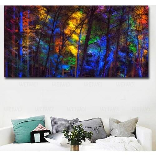Colorful Tree Forest Landscape Painting Wall Art Canvas Posters And Prints For Living Room Modular Pictures Unframed
