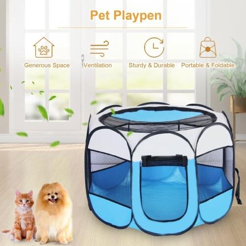 Cat Dog Playpen PVC Mesh Shade Cover Foldable Removable Portable Waterproof Kennel House Playground Carrying Case Indoor Outdoor