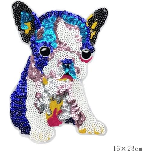 Maxsin 1 Pc Fashion Large Cartoon Sequins Dog Embroidery Patch For Clothing Applique Coat Jeans Decoration DIY Accessories