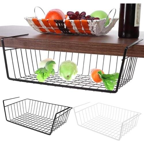 Metal Cabinet Closet Desk Kitchen Hanging Mesh Hollow Storage Basket Wire Bookcase Shelf Rack Organizer