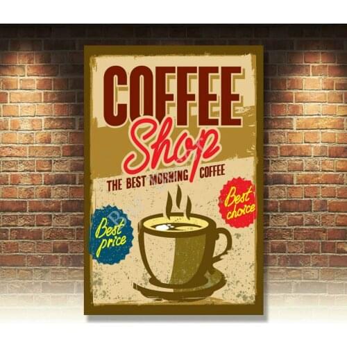 Retro Metal Tin Signs Coffee Shop Cafe Ads Poster Art Wall Hanging Decor