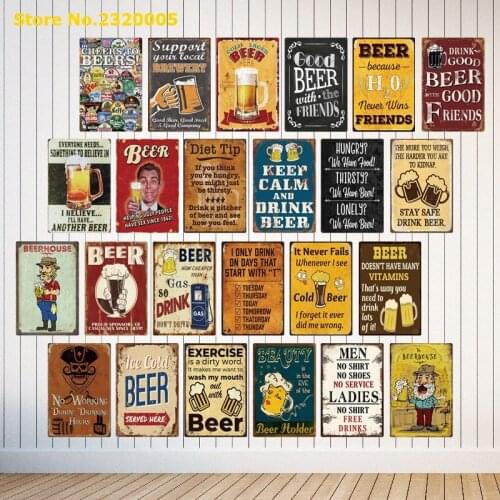 Beer Tin Sign Plaque Metal Vintage Pub Funny Metal Sign Plate Wall Decor for Bar Pub Club Man Cave Decorative Iron Painting