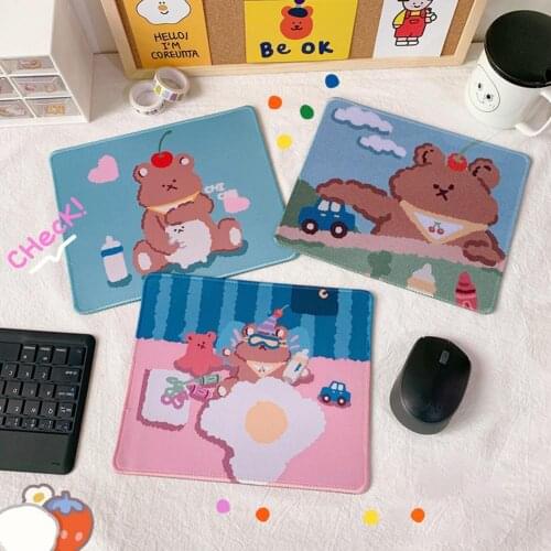 Cute Cartoon Bear Antiskid Waterproof Desk Mat Mouse Pad Small Cute Computer Non-slip Table Mat School Stationery Accessories