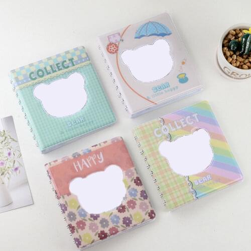3 inch Mini Photo Album Cartoon Bear Hollow Photocard Binder Card Holder 68 Pockets Instax & Tickets Scrapbooking Collect Book