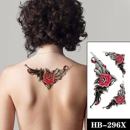 Fashion Women Temporary Tattoo Sticker Red Rose Tatto Waterproof Angel Demon Wings Tattoos Men Arm Body Art Sexy Fake Tatoos