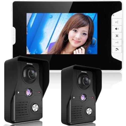 MOUNTAINONE 7 Inch Video Door Phone Doorbell Intercom Kit 2-camera 1-monitor Night Vision with IR-CUT HD 1000TVL Camera