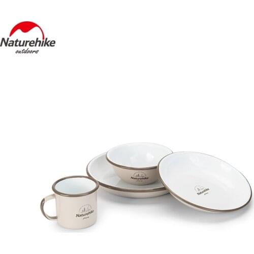 Naturehike Outdoor Enamel Tableware Plate/Cup/Bowl Camping Travel Ultralight Picnic Cooking Accessories 4 Styles Food Container