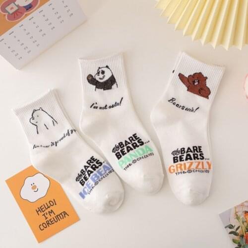 Cartoon Bear Panda Animal Print Socks Cute Warm Women Socks Korean Style Autumn Winter Harajuku Ladies Cotton Sock for girls Sox