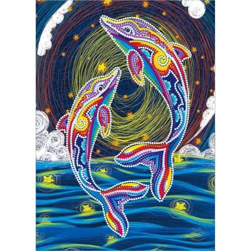 New Arrival Glow In Dark Dolphin 5D Luminous Child Diamond Embroidery Full Round Drill Rhinestone Embroidery Resin Best Gift