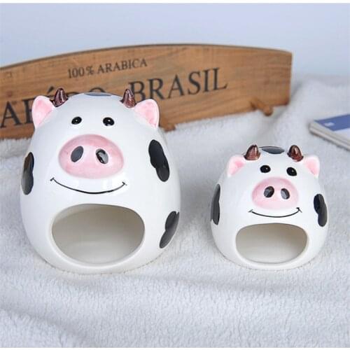 New Ceramic Hamster Bed Houses Cartoon Cow Small Pet Animals Habitat Cage House Summer Cool Hamster Hideout Nest