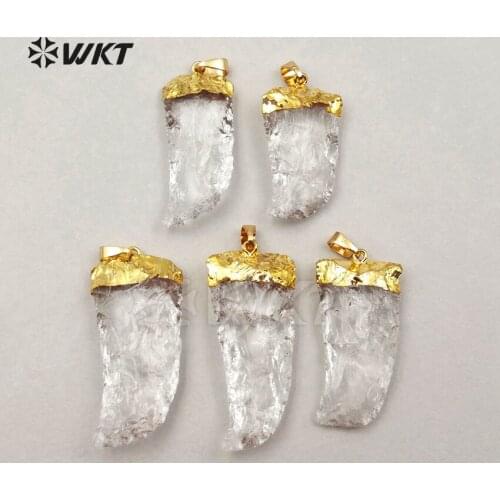 WT-P1231 Wholesale fashion jewelry stocking crystal pendant High quality sock crystal quartz on top gold electroplate women gift