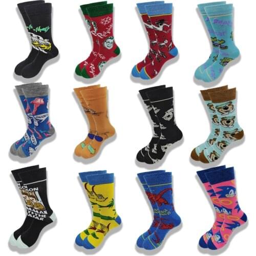 A Pair of Autumn and Winter Men Women Socks Fashion Cartoon Happy Novel Quality Stitching Soft and Comfortable Crew Socks