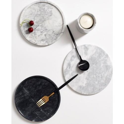 Nordic Tablewares And Desktop Decor Natural Marble Jewelry Storage Plate Ring Holder Necklace holder Dessert Plate Party Use