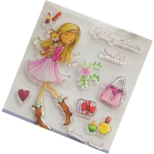 Girl Bag Clear Silicone Seal Stamp For DIY Album Scrapbooking Photo Card Decor M17D