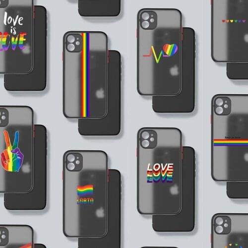 Gay Lesbian LGBT Rainbow Phone Case For iphone 12 11 8 7 plus mini x xs xr pro max matte transparent cover