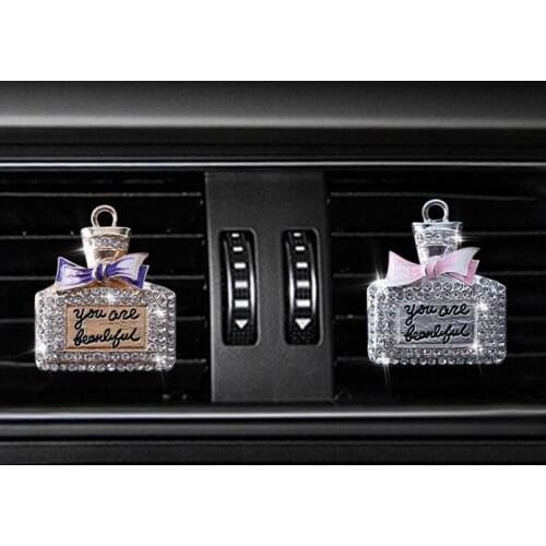 Luxurious Diamond Bowknot Perfume Bottle Air Conditioning Outlet Diffuser Car Fragrance Clip For Car Styling Accessories