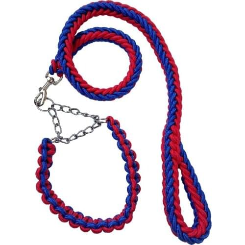 Soft Strong Nylon Luxury Dog Collar And Leash Set Upgraded Version Dog Chain Collar Black Red Blue Pink Green Purple Dog Rope