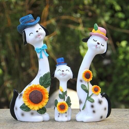 Nordic Style Resin Couple Dog Sculpture Ornaments Living Room Bedroom Animals Model Statues Crafts Home Decoration Accessories