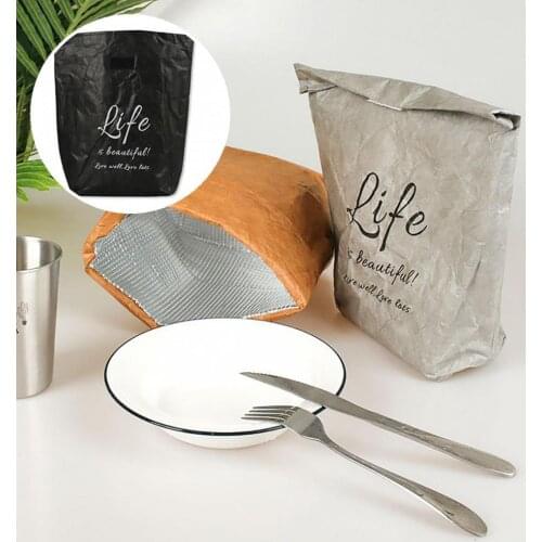 Heat Preservation Kraft Paper Portable Insulated Lunch Bag for Camping