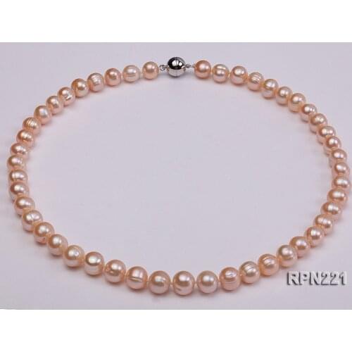 Unique Pearls jewellery Store Charming 9-10mm Pink Color Natural Freshwater Pearl Necklace Magnet Clasp