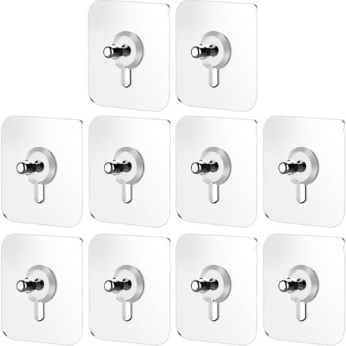 10pcs Adhesive Hooks Self-adhesive Hooks Adhesive Pads Wall Screw Stickers