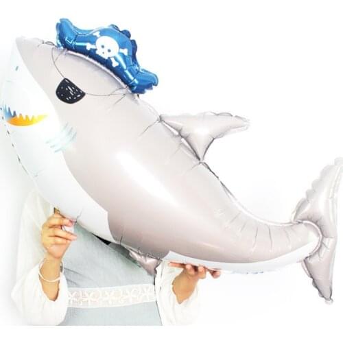 Large Marine Life Pirate Shark Shape Aluminum Film Balloon Party Decorations Kids Inflatable Toys Gift
