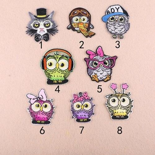 High-quality Costume Owl Series Decoration Cloth Ironing Adhesive Knitted Cartoon Animal Cowboy Clothes Patches Accessories
