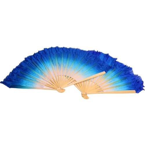 High quality silk Chinese Traditional Dance short fans belly dance silk short fans 1Pair Left+Right hand handmade dyed dance fan