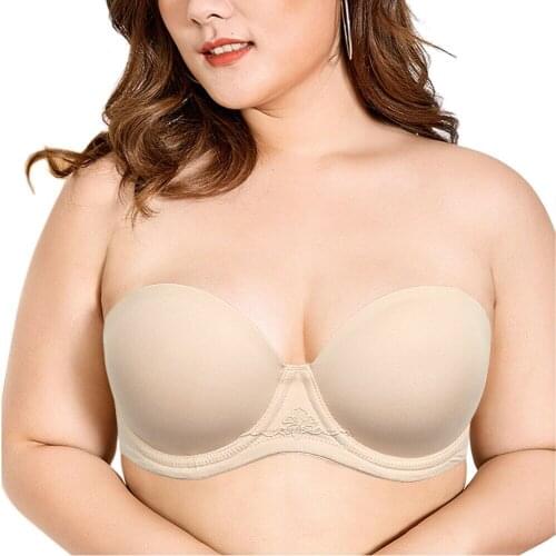 Multiway Women Sexy Bras Adjustable Plus Size Push Up Silicone Strapless Halter 32 34 36 38 40 42 44 B C D E F G H 1/2 Cup Lady