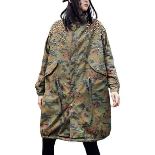 Plus Size Camouflage Trench Coat Women Autumn Winter 2020 Fleece Leopard Coat Pockets Overcoat Female Outwear LT940S50