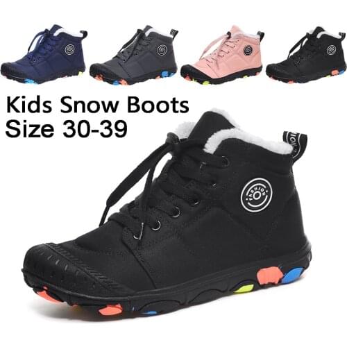 2020 Winter Kids Boots For Boys Girls Snow Boot child Warm Cotton Shoes Rubber Non-slip Waterproof Cloth Plush Boy Martin Boots