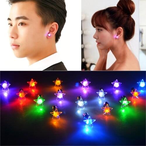 1 Pair Light Up LED Bling Ear Stud Earrings Blinking Zircon Ear Earrings For Women Christmas Earrings Dance Party Accessories