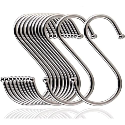 10Pcs Stainless Steel S Shaped Hook Kitchen Bathroom Clothing S-shaped Hanger Hooks Multifunctional Metal Hanging Hook