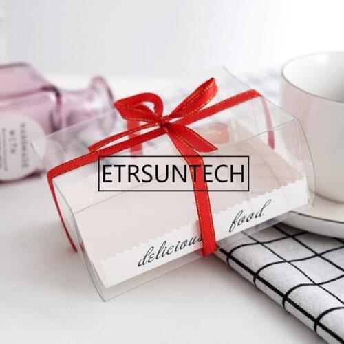 200pcs/lot Clear Cake Box With Tray Transparent Fruit Mousse Cake Pudding Packaging Boxes Baking Supplies Party Decoration