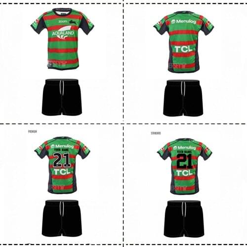 2021 SOUTH SYDNEY RABBITOH KIDS HOME RUGBY JERSEY 2021 KIDS HOME JERSEY South Sydney Rabbitohs Rugby SHORTS size:16--20--26
