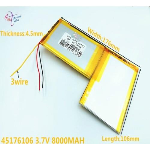 3 line 45176106 3.7V 8000MAH 4670106*2 Lithium polymer Battery with protection board For battery for Prestigio Multipad PMP5080b