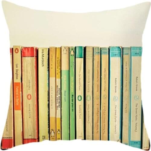 45*45CMRetro Book Library Series Hugging Cushion Pillowcase For Sofa Covers Cushion Decorative Car Bedroom Home B4I8