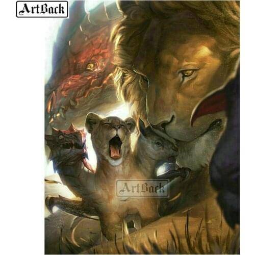 Animal 5d diy diamond painting full square / round lion tiger resin diamond mosaic sticker holiday gift